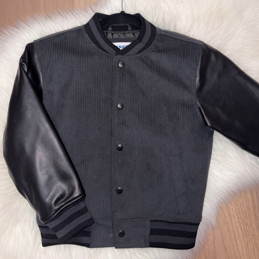 Old Navy Boys Corduroy Faux Leather Varsity jacket